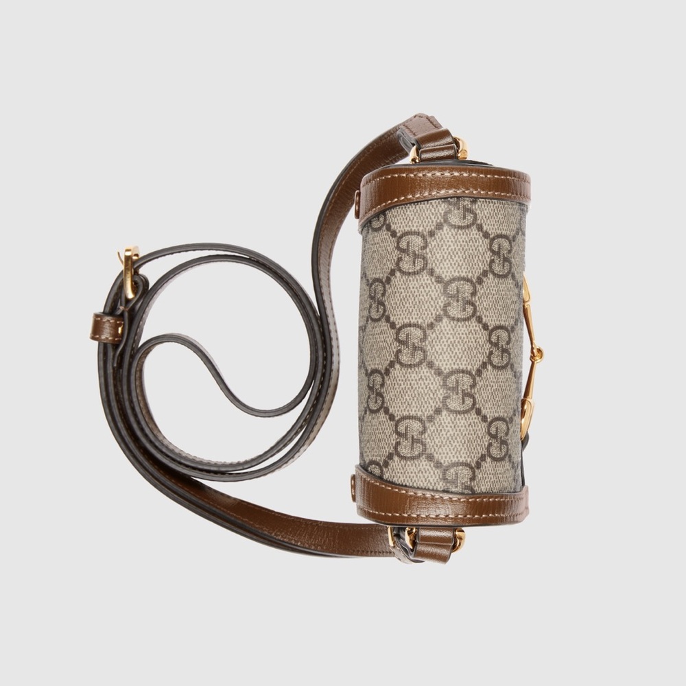 GUCCI 🐎 GG Supreme Canvas Horsebit 1955 Mini Crossbody Bag - Picture 15 of 16